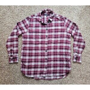 Madewell Flannel Shirt Top Plaid Red Blue Black White Pockets Size Small